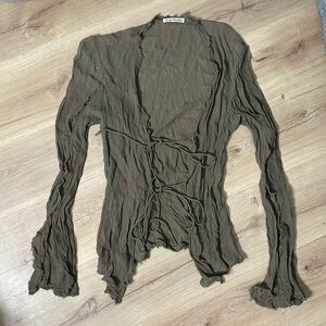 Acne‎ Studios Khaki Olive Green Frilled Shirt. Size 36 FR. Tags Cut. EUC.